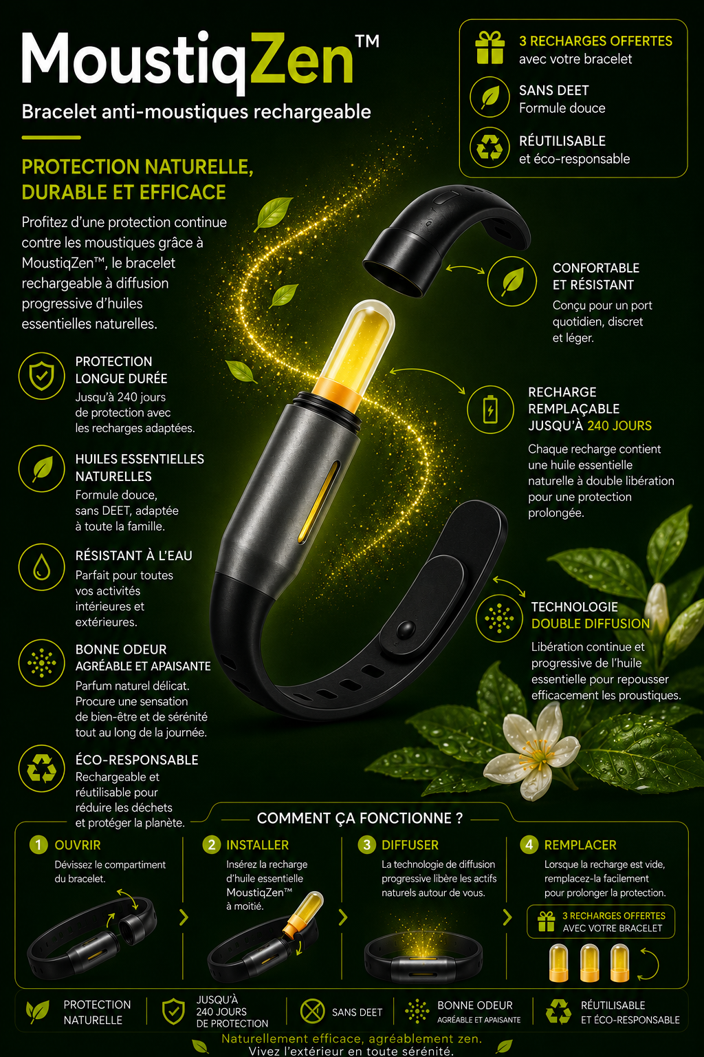 MoustiqZen le bracelet répulsifs à insectes aux huiles essentielles