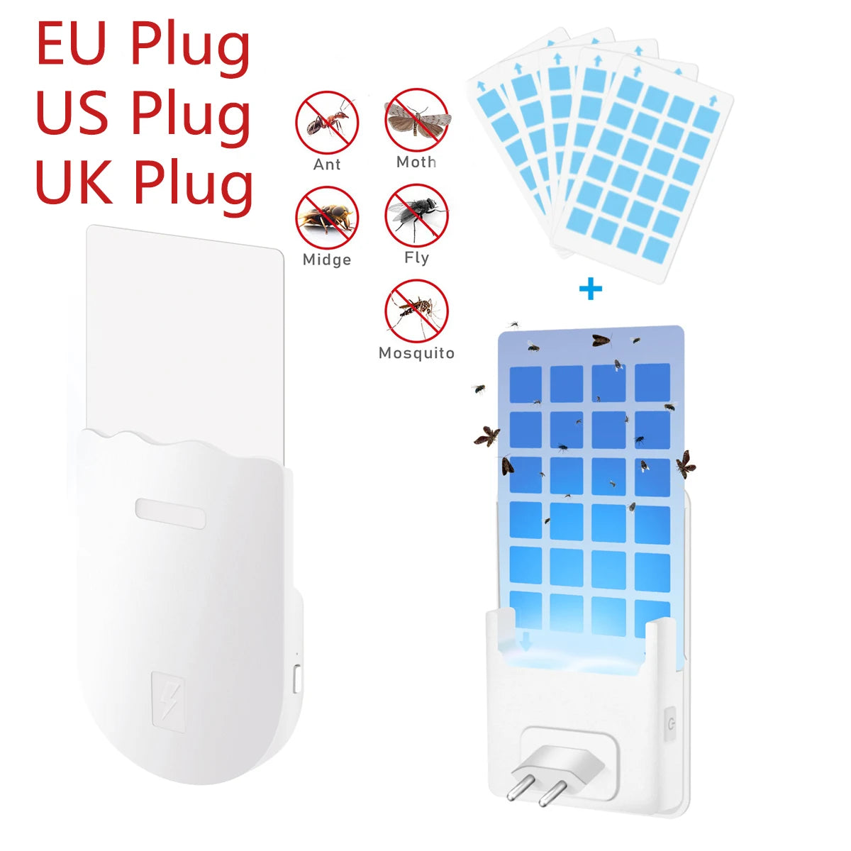 Lampe Anti-Moustiques À Panneau Adhésif, Piège Adhésif Non Toxique D'Intérieur, Piège À Insectes Volants Multifonctionnel Avec Petite Veilleuse